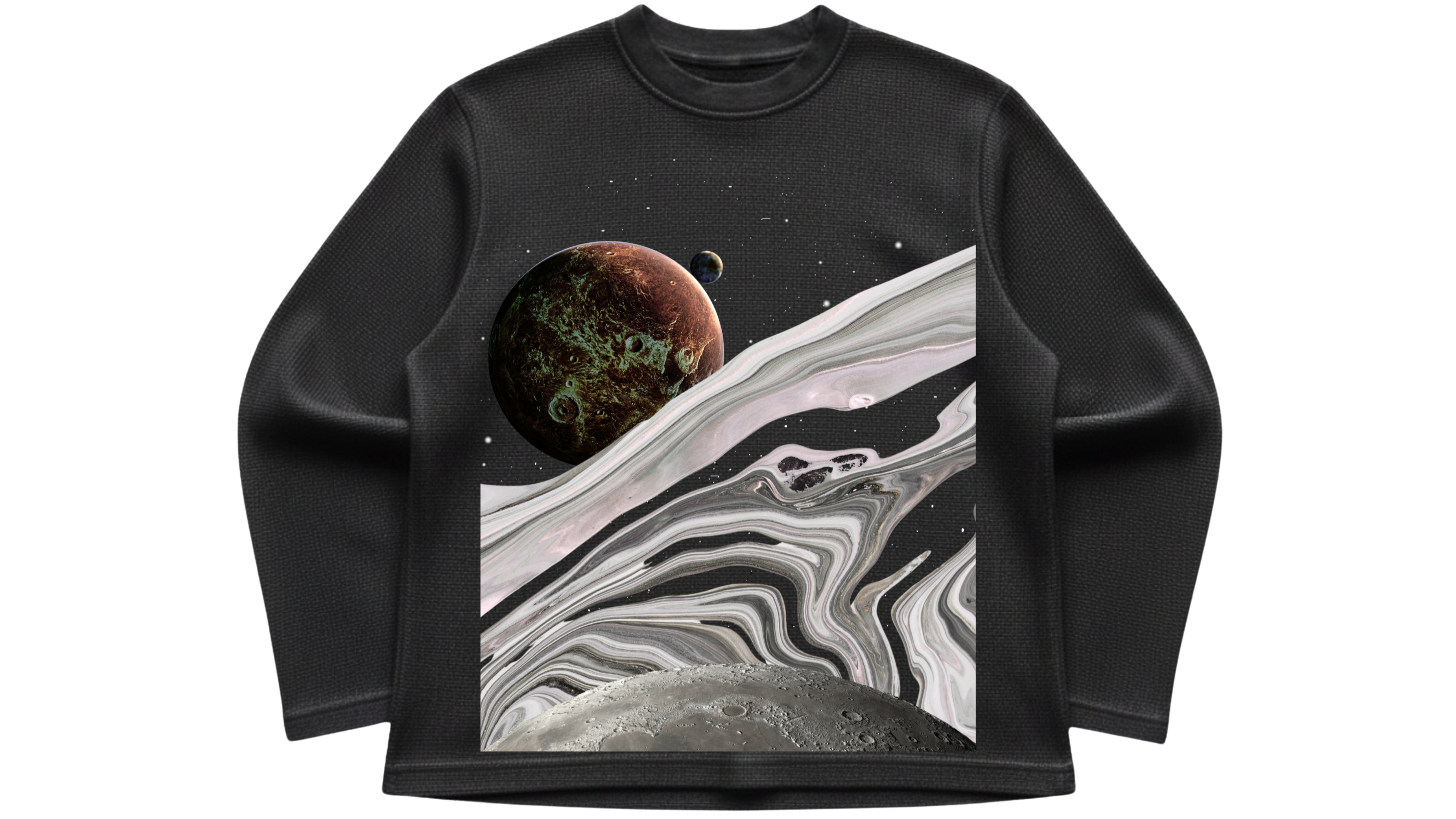 LUNAR WAFFLE KNIT OVERSIZED FULL-SLEEVE T-SHIRT