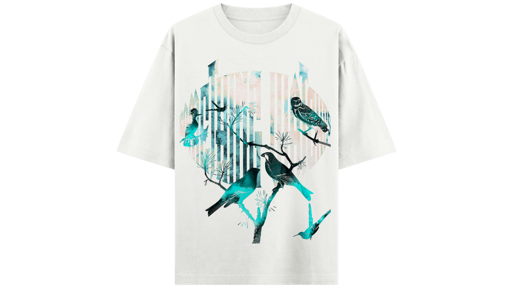 SOMETHING WATCHES WHITE TEAL OVERSIZED T-SHIRT