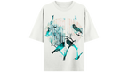 SOMETHING WATCHES WHITE TEAL OVERSIZED T-SHIRT