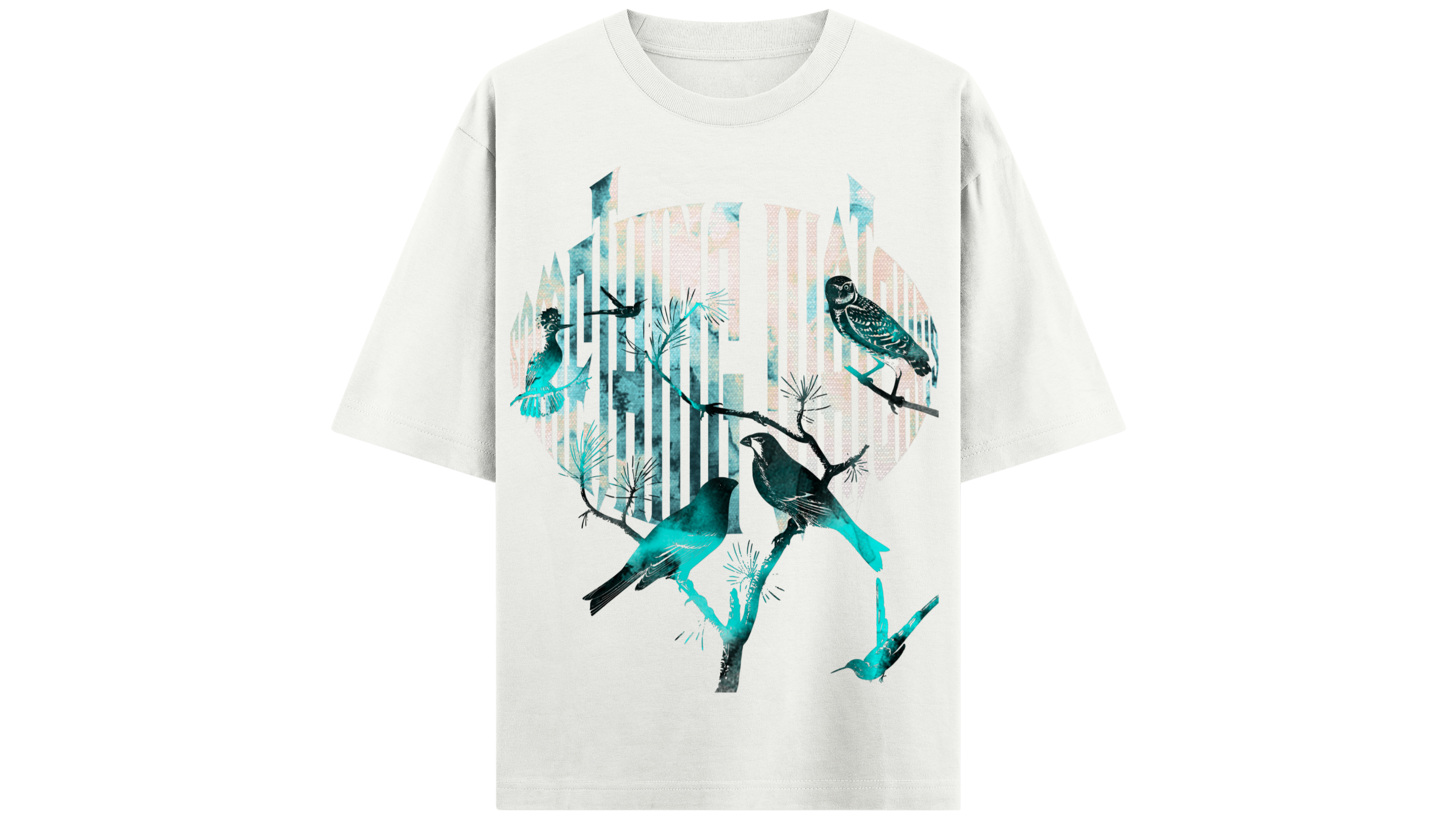 SOMETHING WATCHES WHITE TEAL OVERSIZED T-SHIRT