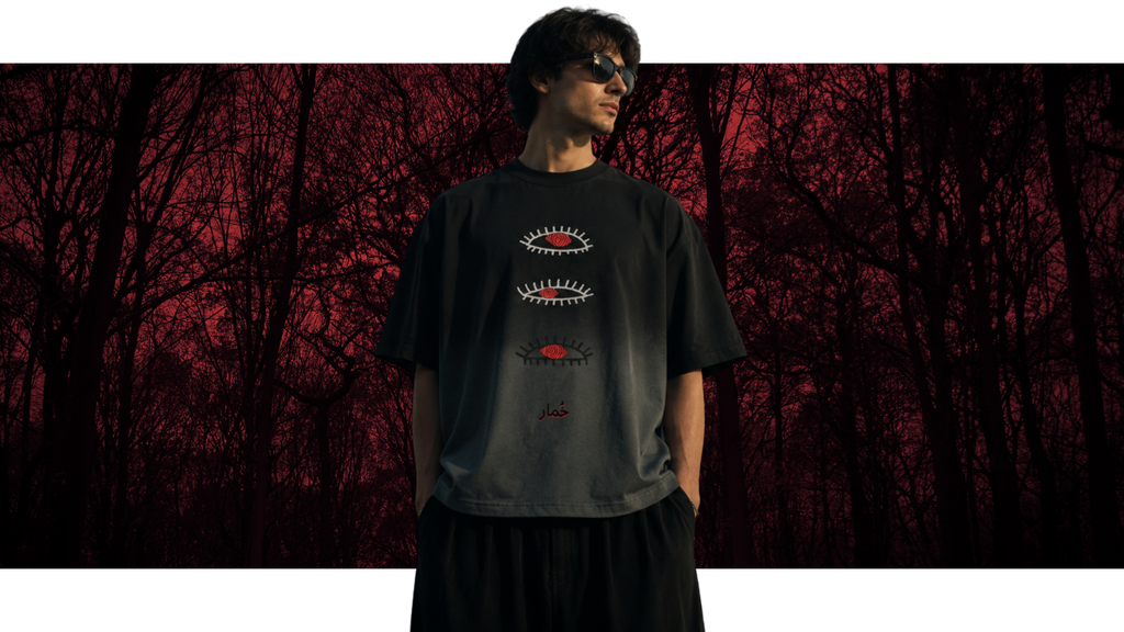 KHUMĀR OMBRE BLACK OVERSIZED T-SHIRT
