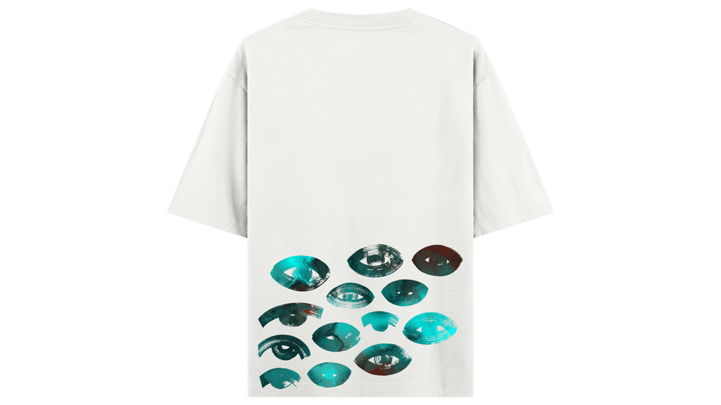 SOMETHING WATCHES WHITE TEAL OVERSIZED T-SHIRT