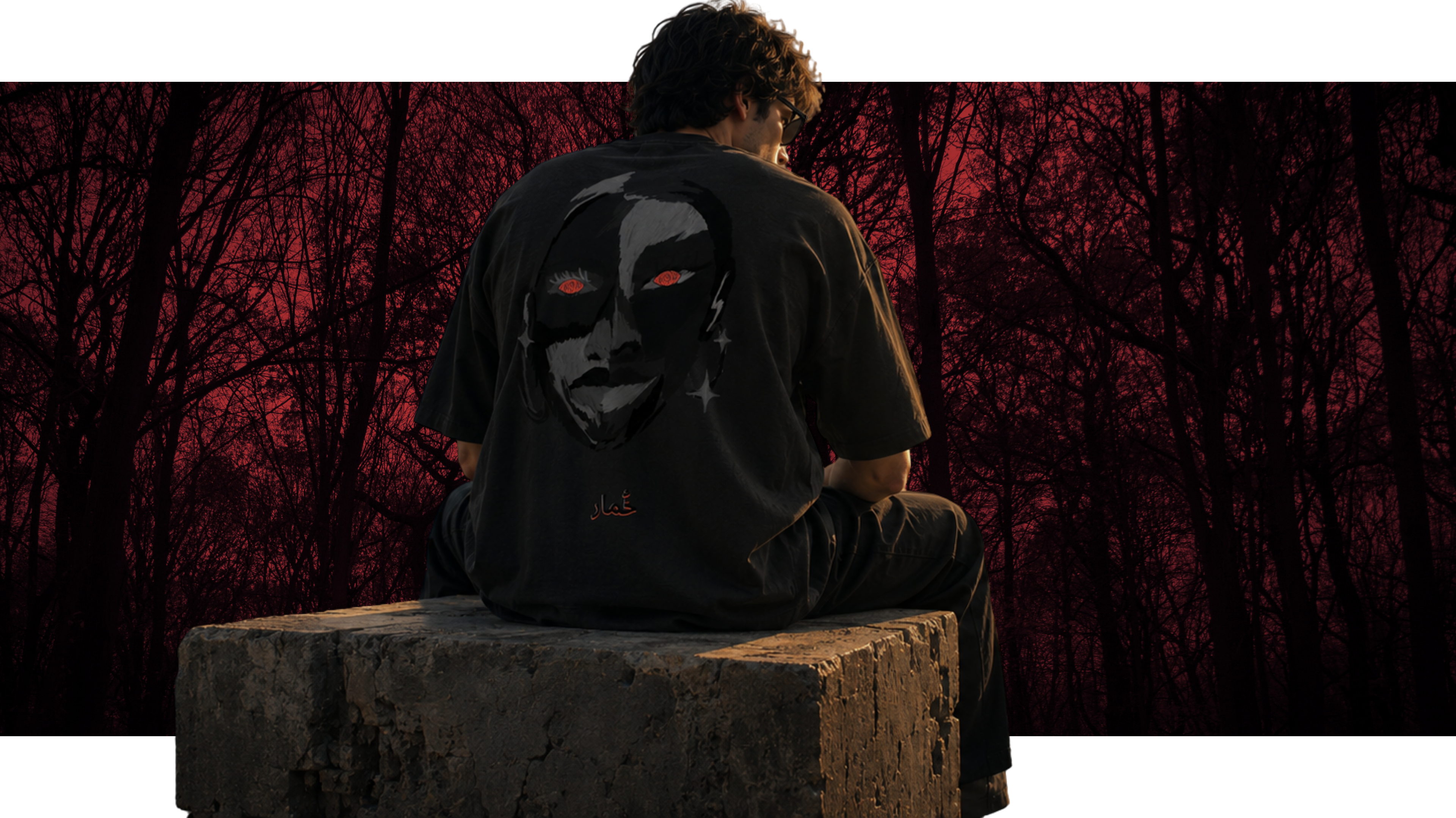 KHUMĀR OMBRE BLACK OVERSIZED T-SHIRT