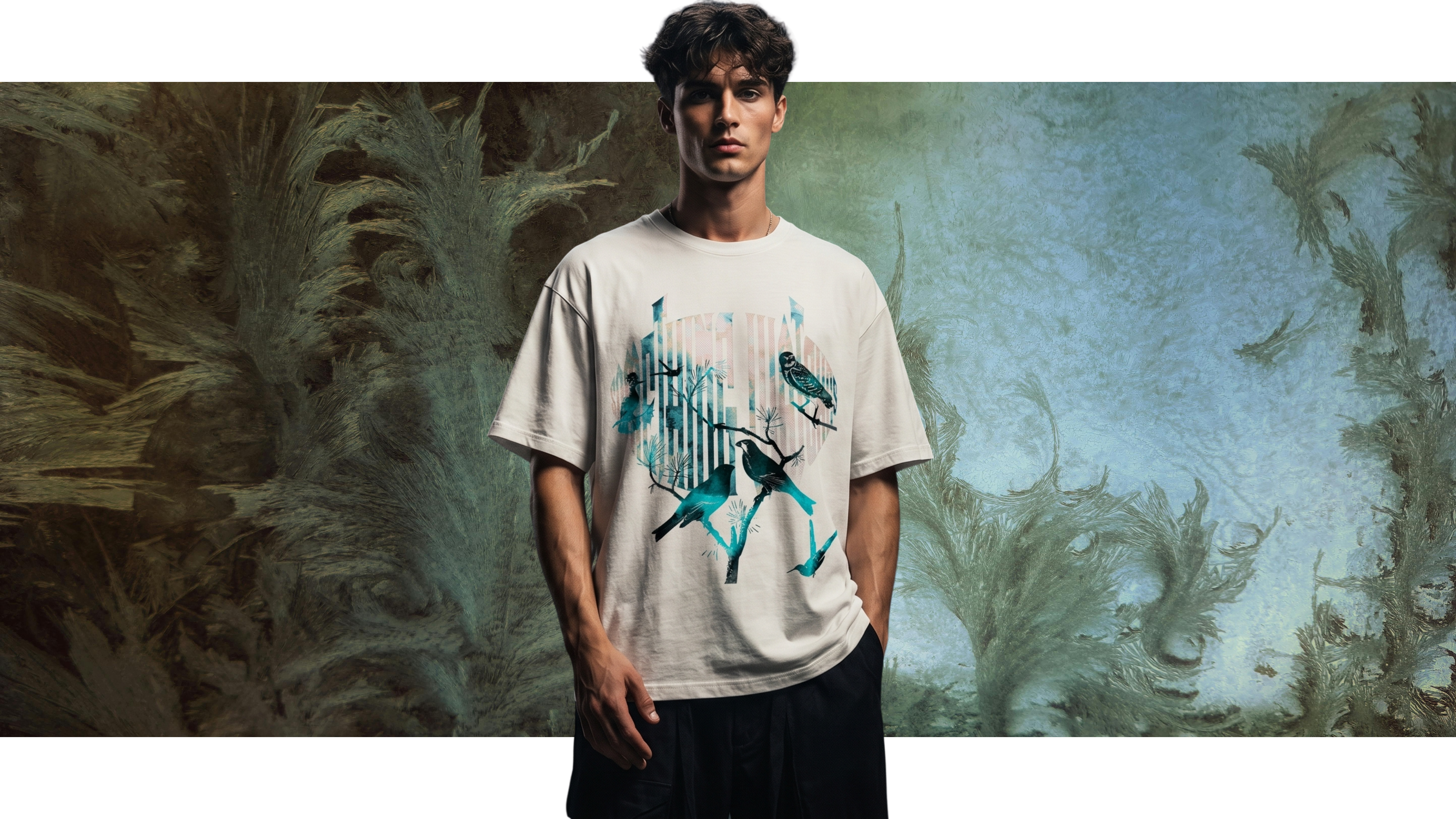 SOMETHING WATCHES WHITE TEAL OVERSIZED T-SHIRT