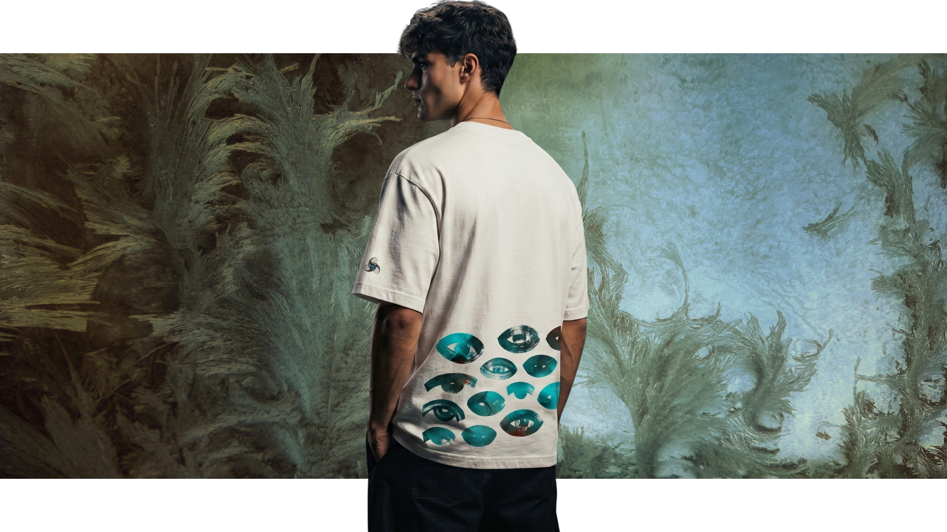 SOMETHING WATCHES WHITE TEAL OVERSIZED T-SHIRT