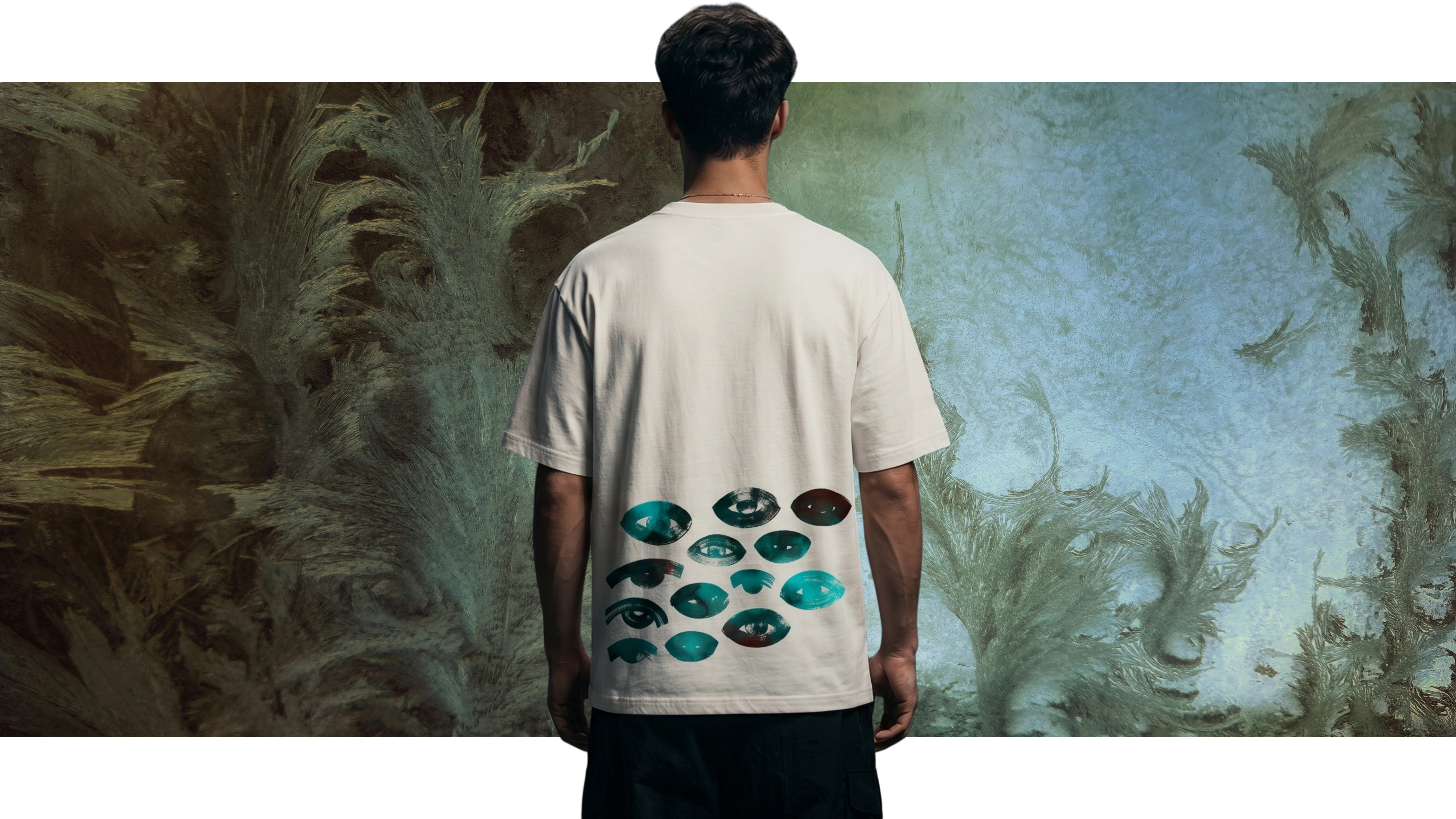 SOMETHING WATCHES WHITE TEAL OVERSIZED T-SHIRT