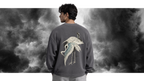 XAN PATTERN ACIDWASH WAFFLE KNIT OVERSIZED FULL SLEEVE T SHIRT
