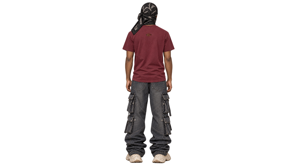 ROMAN maroon regular tee — model back