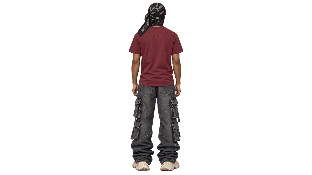 ROMAN maroon regular tee — model back