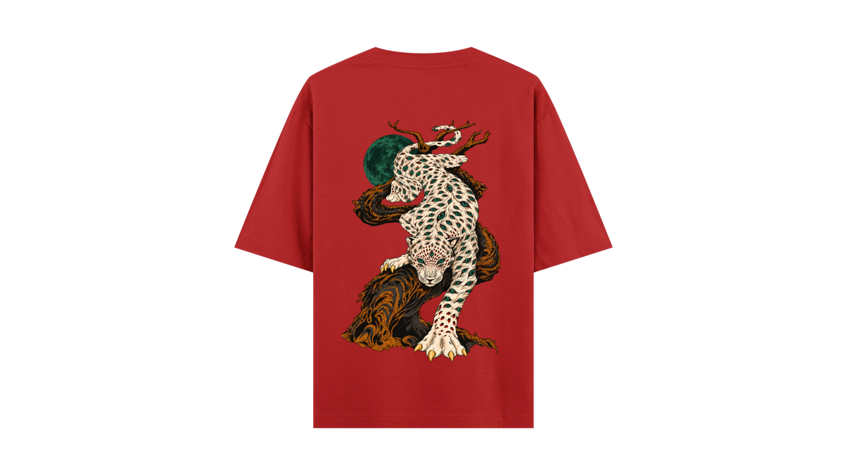 LEOPARD red oversized tee — back