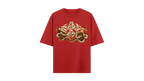 LEOPARD red oversized tee — front