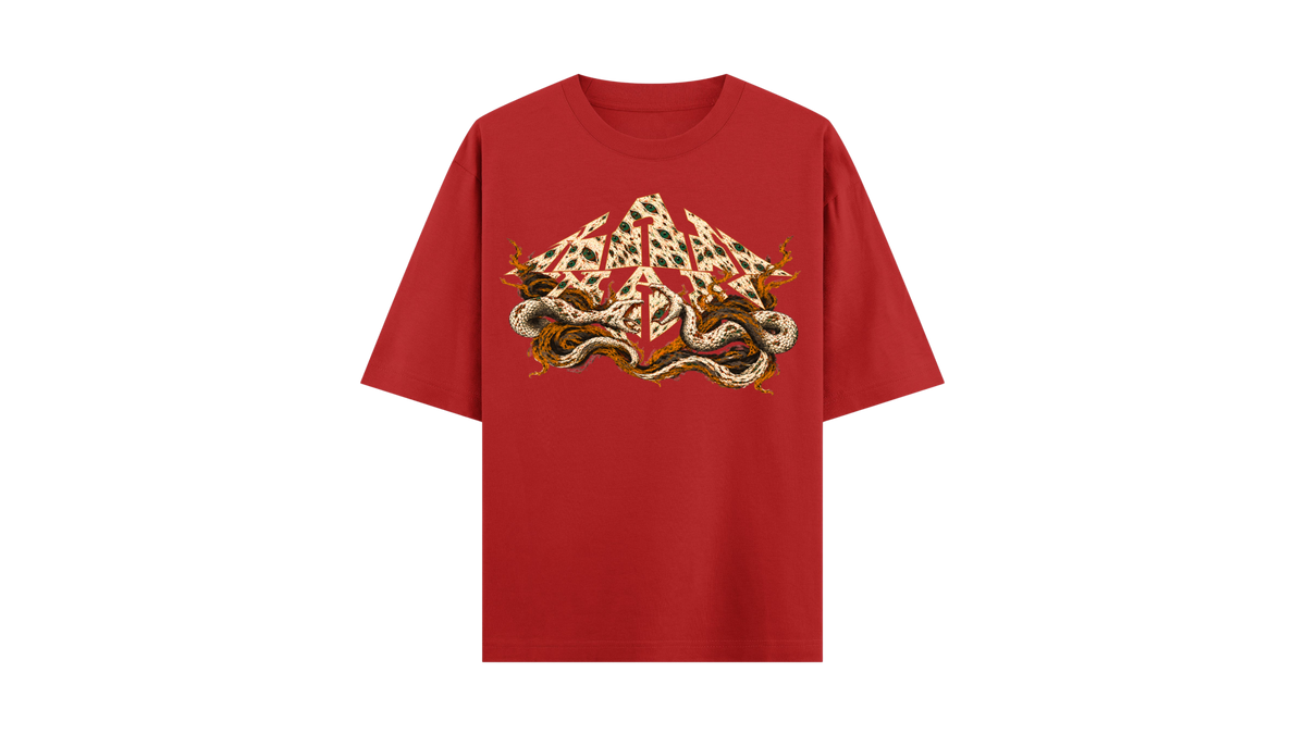 LEOPARD red oversized tee — front