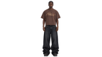 RESTRAINT brown boxy tee — model front