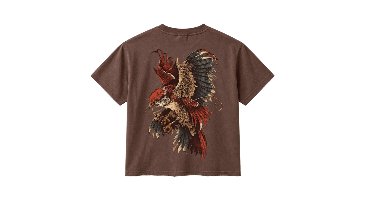 RESTRAINT brown boxy tee — back