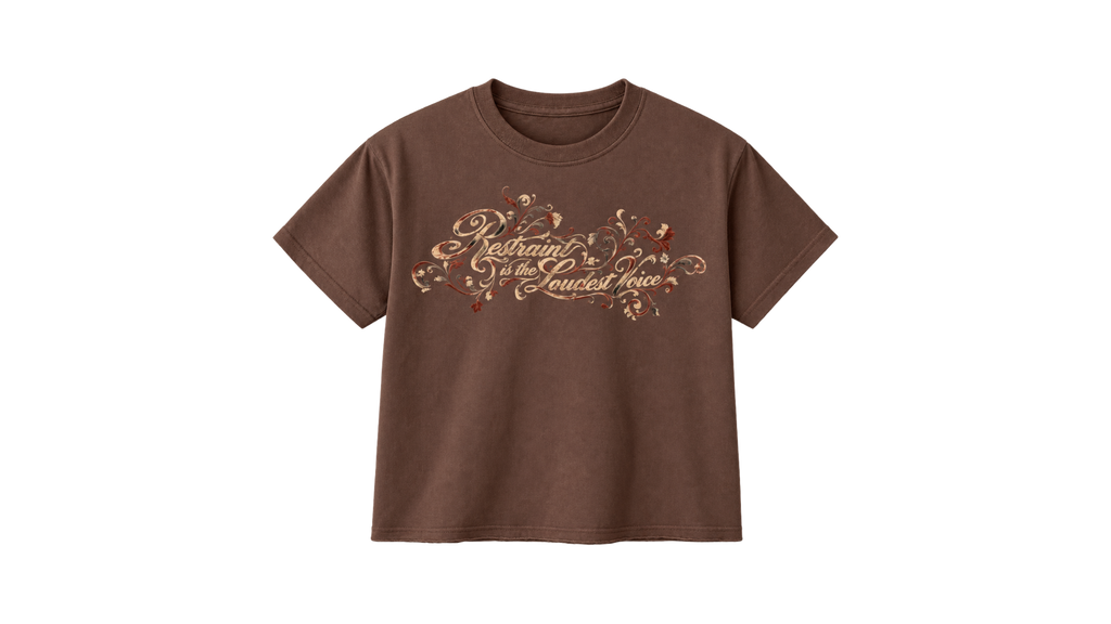 RESTRAINT brown boxy tee — front