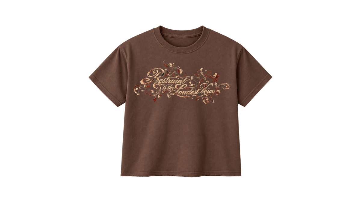 RESTRAINT brown boxy tee — front